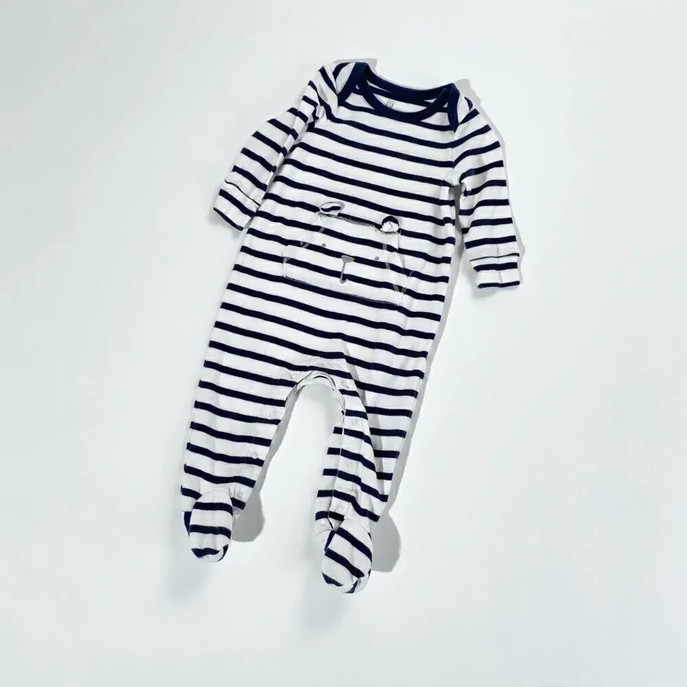 Navy stripe teddy bear onesie by babygap